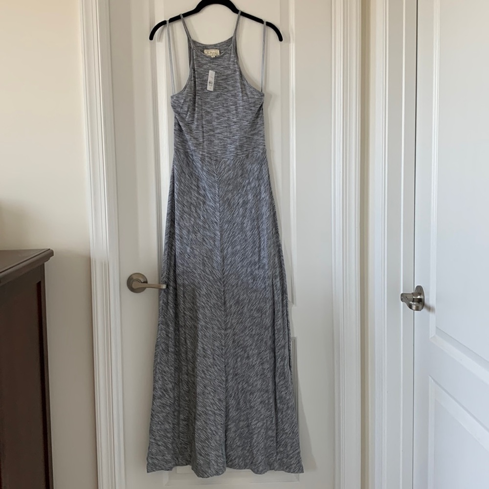 NWT LOU & GREY 100% Cotton Racerback Sleeveless Striped Maxi Dress Size Small